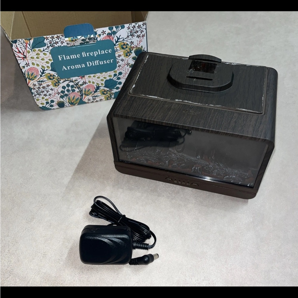 Flame Fireplace Aroma Diffuser in Dark Wood Tone